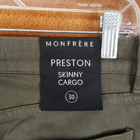 MONFRERE Jeans Mens 30 Green Coated Skinny Cargo Stretch Denim PRESTON $328 - Picture 6 of 10